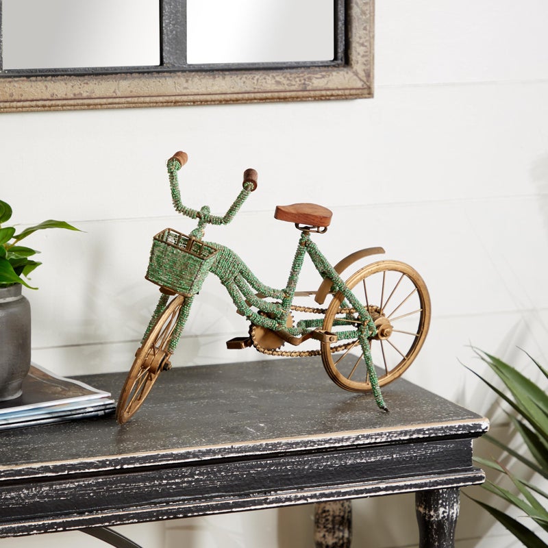 Deco 79 Metal Bike Decorative Sculpture Home Decor Statue, Accent Figurine 18" x 4" x 12", Green - Image 5